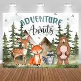 Aperturee - Adventure Awaits Animals and Forest Backdrop for Kids